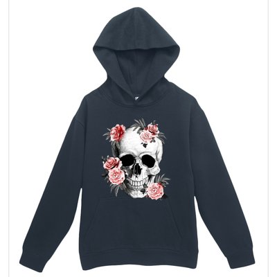 Floral Sugar Skull Rose Flowers Mycologist Gothic Goth Urban Pullover Hoodie