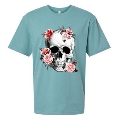 Floral Sugar Skull Rose Flowers Mycologist Gothic Goth Sueded Cloud Jersey T-Shirt