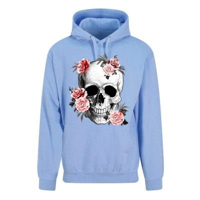 Floral Sugar Skull Rose Flowers Mycologist Gothic Goth Unisex Surf Hoodie