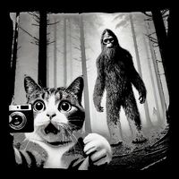 Funny Surprised Scared Cat Selfie With Sasquatsch Bigfoot Drawstring Bag
