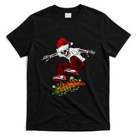Funny Skeleton Skateboard Christmas Pajama Santa Skateboard T-Shirt