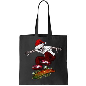 Funny Skeleton Skateboard Christmas Pajama Santa Skateboard Tote Bag