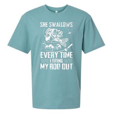 Fishing She Swallows Everytime I Bring My Rod Out Sueded Cloud Jersey T-Shirt