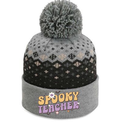 Funny Spooky Season Retro Spooky Teacher Halloween Gift The Baniff Cuffed Pom Beanie