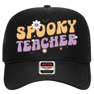 Funny Spooky Season Retro Spooky Teacher Halloween Gift High Crown Mesh Back Trucker Hat