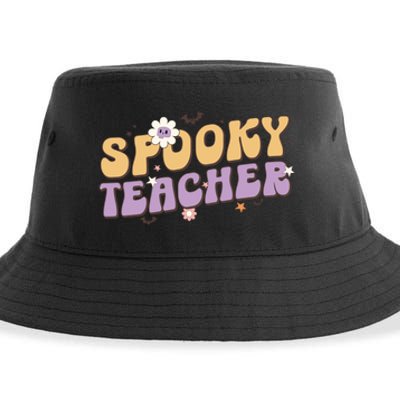 Funny Spooky Season Retro Spooky Teacher Halloween Gift Sustainable Bucket Hat