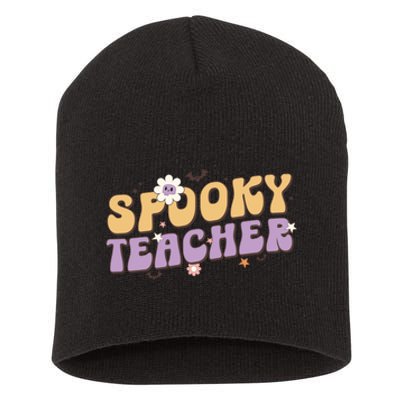 Funny Spooky Season Retro Spooky Teacher Halloween Gift Short Acrylic Beanie