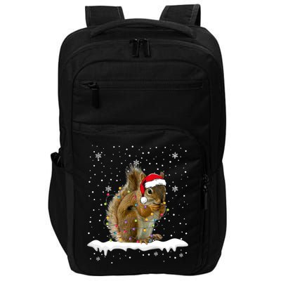 Funny Santa Squirrel Christmas Lights Animals Lover Gift Impact Tech Backpack