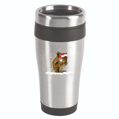 Funny Santa Squirrel Christmas Lights Animals Lover Gift 16oz Travel Tumbler