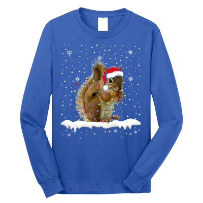 Funny Santa Squirrel Christmas Lights Animals Lover Gift Long Sleeve Shirt