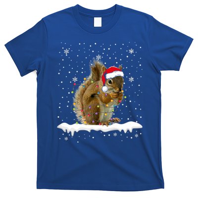Funny Santa Squirrel Christmas Lights Animals Lover Gift T-Shirt