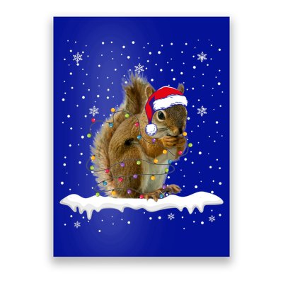 Funny Santa Squirrel Christmas Lights Animals Lover Gift Poster