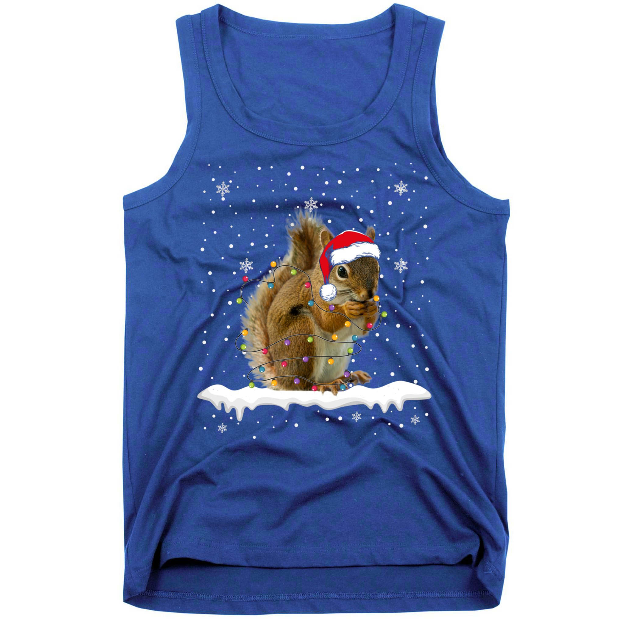Funny Santa Squirrel Christmas Lights Animals Lover Gift Tank Top