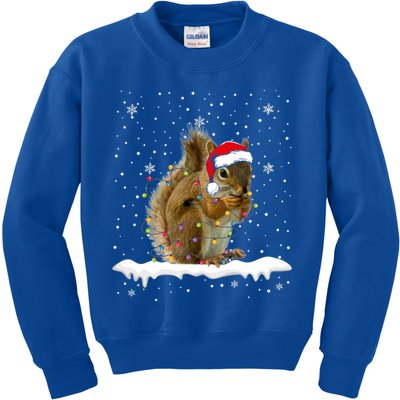 Funny Santa Squirrel Christmas Lights Animals Lover Gift Kids Sweatshirt