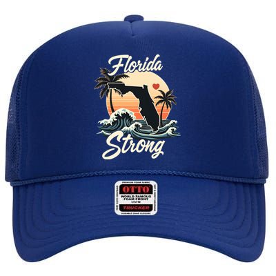 Florida Strong Support & Pray For Florida High Crown Mesh Back Trucker Hat