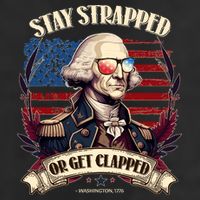 Funny Stay Strapped Or Get Clapped George Washington 1776 15oz Campfire Ceramic Mug