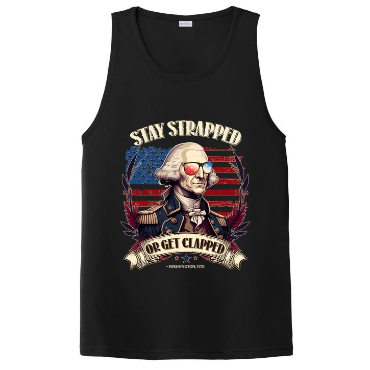 Funny Stay Strapped Or Get Clapped George Washington 1776 PosiCharge Competitor Tank