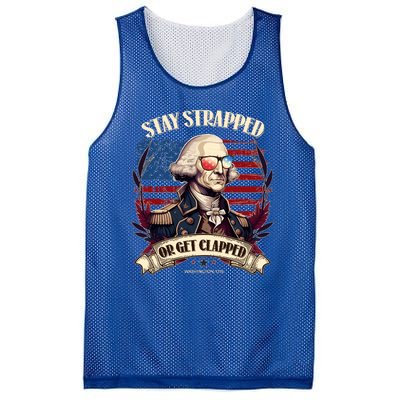 Funny Stay Strapped Or Get Clapped George Washington 1776 Mesh Reversible Basketball Jersey Tank