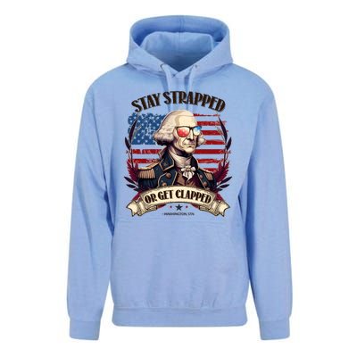 Funny Stay Strapped Or Get Clapped George Washington 1776 Unisex Surf Hoodie