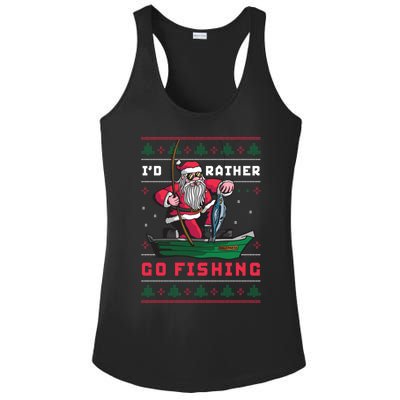 Funny Santa Surf ID Rather Go Fishing Merry Christmas Meaningful Gift Ladies PosiCharge Competitor Racerback Tank