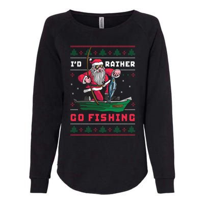 Funny Santa Surf ID Rather Go Fishing Merry Christmas Meaningful Gift Womens California Wash Sweatshirt