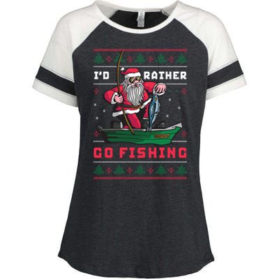 Funny Santa Surf ID Rather Go Fishing Merry Christmas Meaningful Gift Enza Ladies Jersey Colorblock Tee