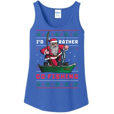 Funny Santa Surf ID Rather Go Fishing Merry Christmas Meaningful Gift Ladies Essential Tank