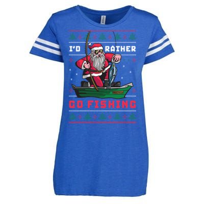 Funny Santa Surf ID Rather Go Fishing Merry Christmas Meaningful Gift Enza Ladies Jersey Football T-Shirt