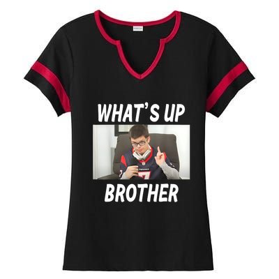 Funny Sketch Streamer Whats Up Brother Funny Meme Ladies Halftime Notch Neck Tee