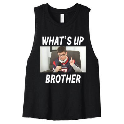 Funny Sketch Streamer Whats Up Brother Funny Meme Women's Racerback Cropped Tank