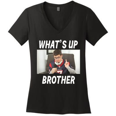 Funny Sketch Streamer Whats Up Brother Funny Meme Women's V-Neck T-Shirt