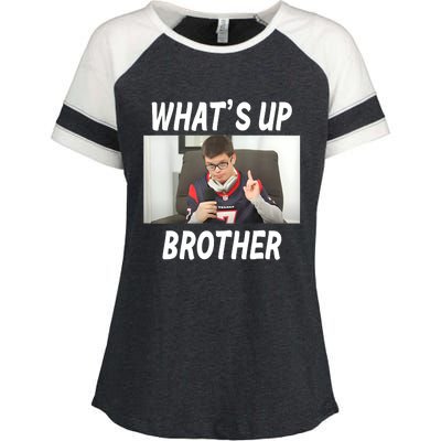 Funny Sketch Streamer Whats Up Brother Funny Meme Enza Ladies Jersey Colorblock Tee