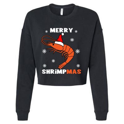 Funny Shrimp Seafood Shellfish Merry Shrimpmas Christmas Meaningful Gift Cropped Pullover Crew