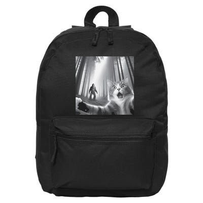 Funny Surprised Scared Cat Selfie With Sasquatsch Bigfoot 16 in Basic Backpack