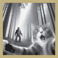 Funny Surprised Scared Cat Selfie With Sasquatsch Bigfoot Button