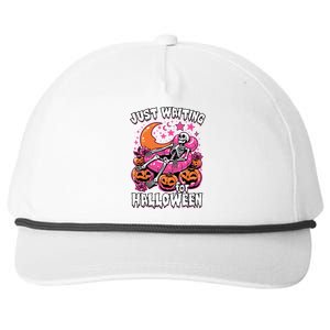 Funny Summerween Skeleton Just Waiting For Halloween Gift Snapback Five-Panel Rope Hat