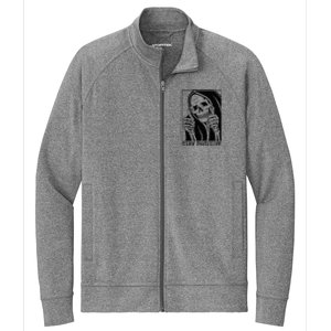 Funny Skull Stay Positive Skeleton Halloween Motivational Stretch Full-Zip Cadet Jacket