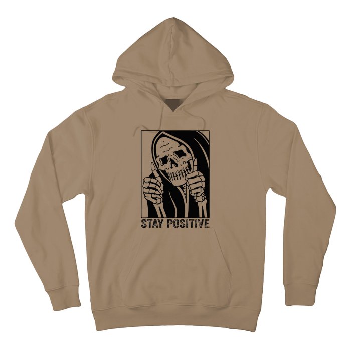 Funny Skull Stay Positive Skeleton Halloween Motivational Hoodie