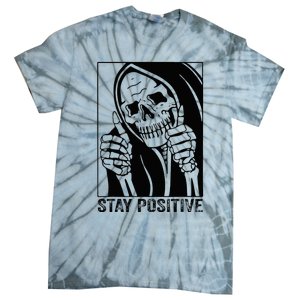 Funny Skull Stay Positive Skeleton Halloween Motivational Tie-Dye T-Shirt