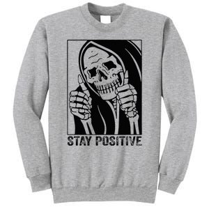 Funny Skull Stay Positive Skeleton Halloween Motivational Sweatshirt