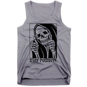 Funny Skull Stay Positive Skeleton Halloween Motivational Tank Top