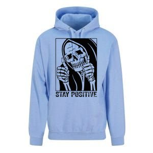 Funny Skull Stay Positive Skeleton Halloween Motivational Unisex Surf Hoodie