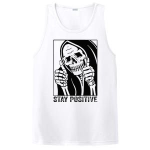 Funny Skull Stay Positive Skeleton Halloween Motivational PosiCharge Competitor Tank