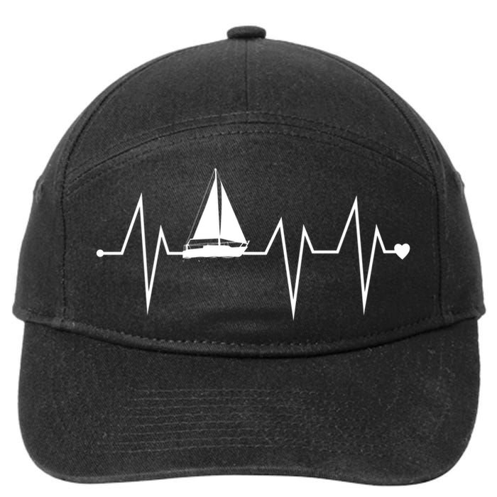 Funny Sailing Sailboat Sailor Heartbeat Heart Pulse Rate Ekg Gift 7-Panel Snapback Hat