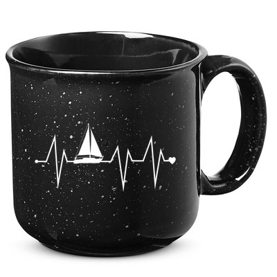 Funny Sailing Sailboat Sailor Heartbeat Heart Pulse Rate Ekg Gift 15oz Campfire Ceramic Mug