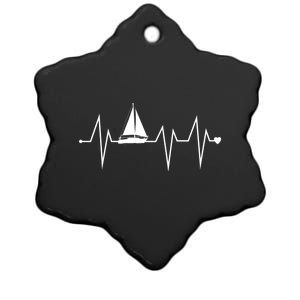 Funny Sailing Sailboat Sailor Heartbeat Heart Pulse Rate Ekg Gift Ceramic Star Ornament