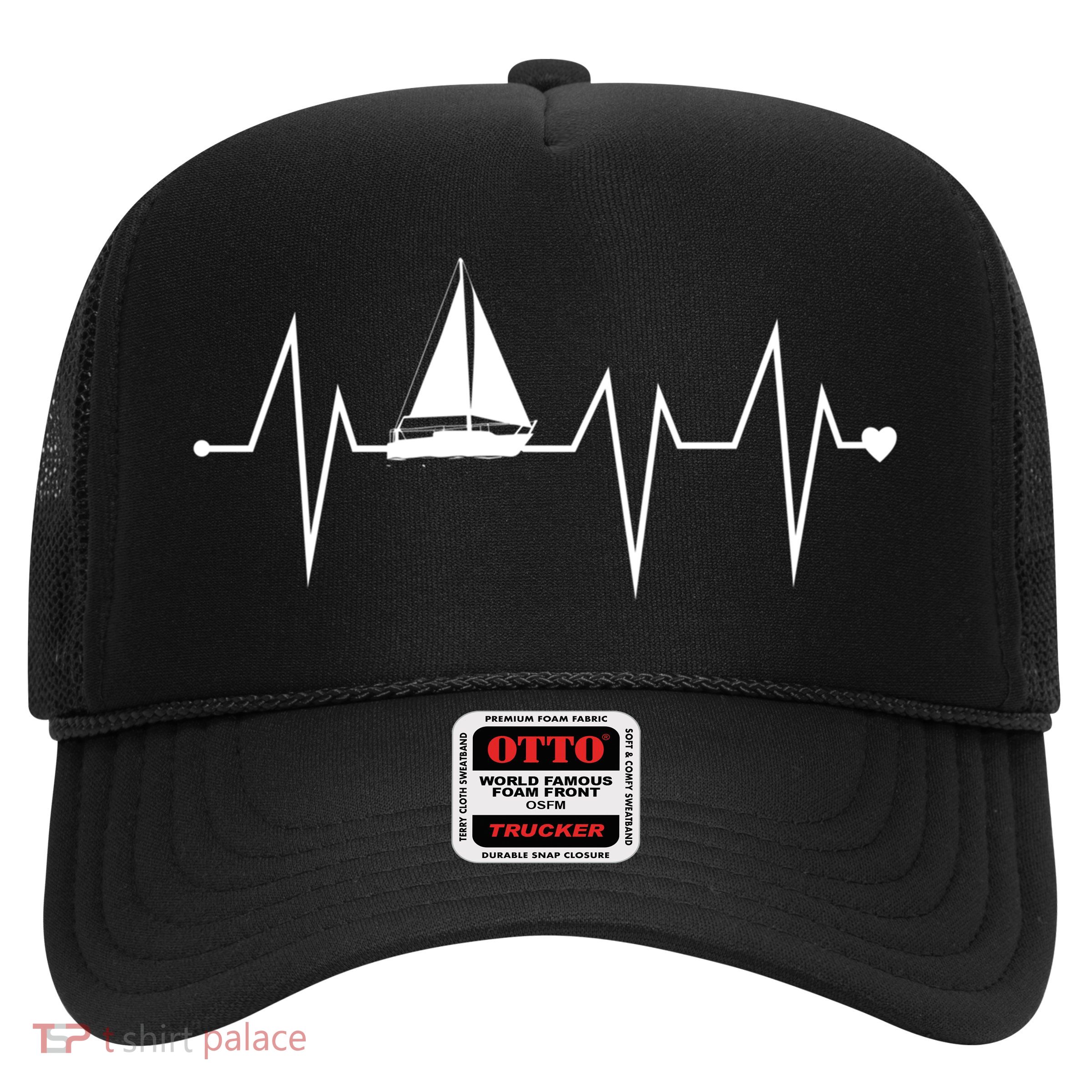 Funny Sailing Sailboat Sailor Heartbeat Heart Pulse Rate Ekg Gift Trucker Hat
