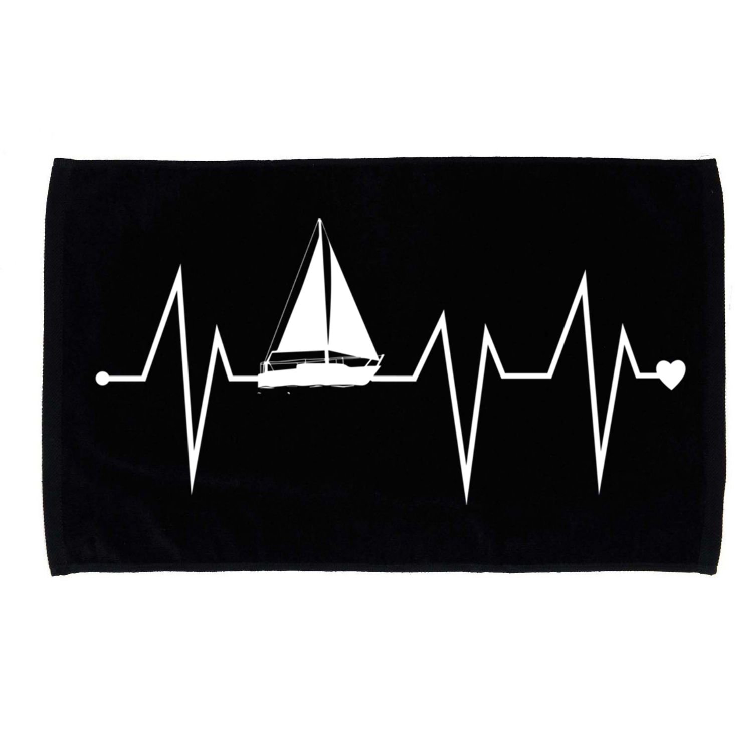Funny Sailing Sailboat Sailor Heartbeat Heart Pulse Rate Ekg Gift Microfiber Hand Towel