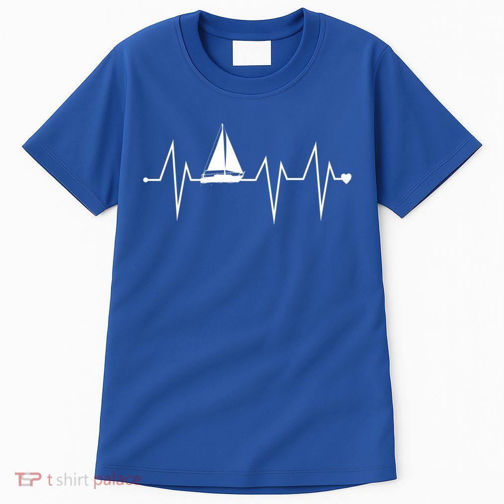 Funny Sailing Sailboat Sailor Heartbeat Heart Pulse Rate Ekg Gift Tall T-Shirt