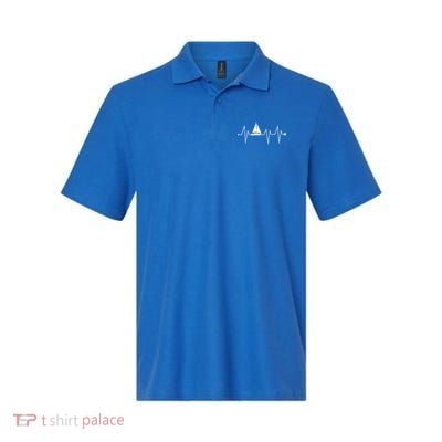 Funny Sailing Sailboat Sailor Heartbeat Heart Pulse Rate Ekg Gift Polo
